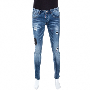 Pre Owned Dsquared2 Indigo Medium Wash Distressed Denim Patched Jeans M