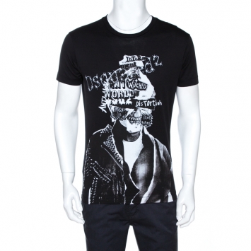 Pre Owned Dsquared2 Black Graphic Print Cotton Chic Dan Fit T-Shirt M