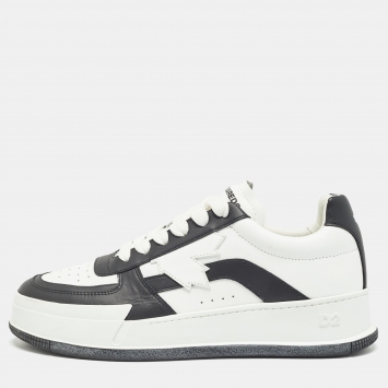 Pre Owned Dsquared2  White Leather Lace Up  Sneakers Size 41
