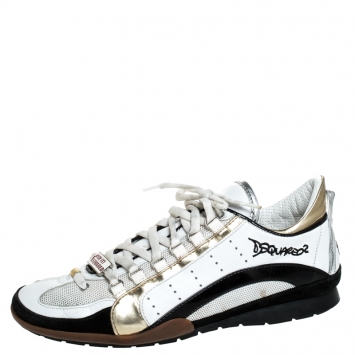 Pre Owned Dsquared2 Multicolor Leather, Mesh And Suede Kick It Logo 551 Sneakers Size 44