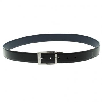 Pre Owned Dunhill Black and Blue Leather Reversible Belt 107CM