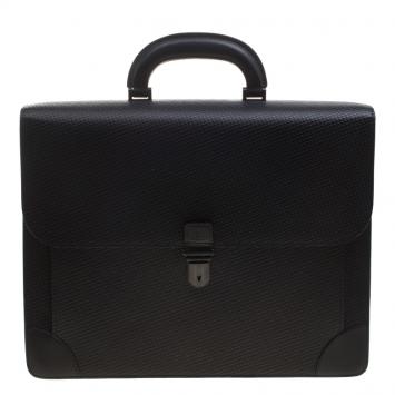 Pre Owned Dunhill Black Textured Leather Bourdon Briefcase