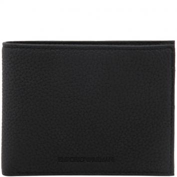 Pre Owned Emporio Armani Black Pebbled Leather Bifold Wallet