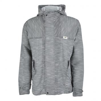Pre Owned Emporio Armani Josh Line Grey Textured Striped Detail Zip Front Hooded Jacket XXL