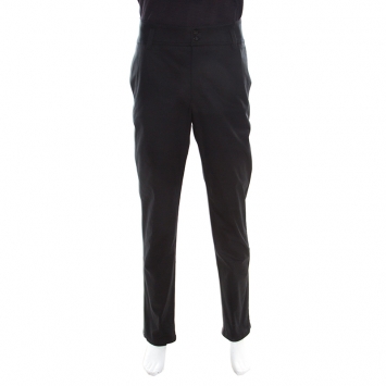 Pre Owned Emporio Armani Black Cotton High Waist Tailored Trousers 2XL