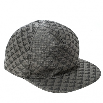 Pre Owned Emporio Armani Grey Monogram Logo Embroidered Baseball Cap S