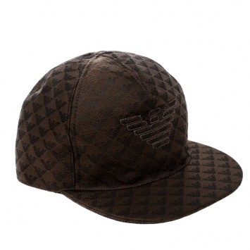 Pre Owned Emporio Armani Brown Monogram Logo Embroidered Baseball Cap M