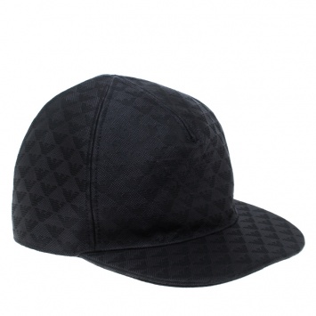 Pre Owned Emporio Armani Dark Grey Monogram Logo Embroidered Baseball Cap L