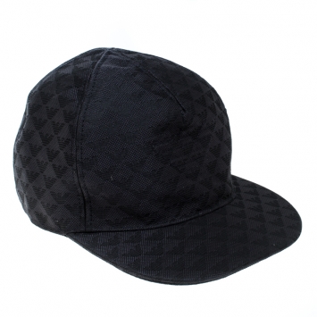 Pre Owned Emporio Armani Grey Monogram Logo Embroidered Baseball Cap S