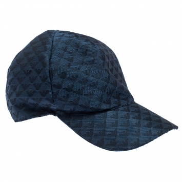 Pre Owned Emporio Armani Blue Pattern Logo Baseball Cap