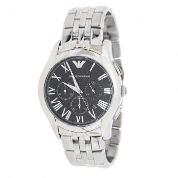 Pre Owned Emporio Armani Black Stainless Steel Classic Chronograph AR1786 Men's Wristwatch 44.50 mm