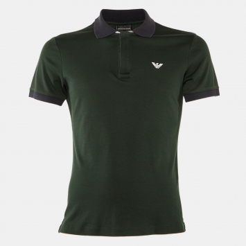 Pre Owned Emporio Armani Green Cotton Polo T-Shirt M