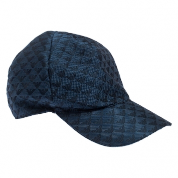 Pre Owned Emporio Armani Electric Blue Monogram Logo Embroidered Baseball Cap S
