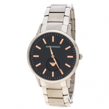 Pre Owned Emporio Armani Black Stainless Steel AR11137 Men's Wristwatch 43 mm