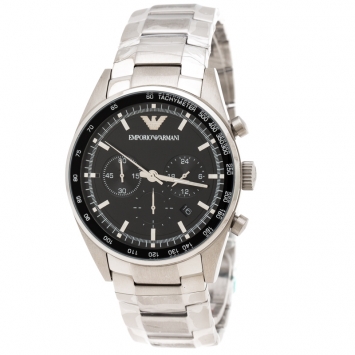 Pre Owned Emporio Armani Black Stainless Steel AR5980 Men's Wristwatch 43 mm