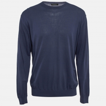 Pre Owned Ermenegildo Zegna Blue Knit Sweater XL