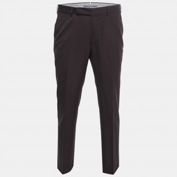 Pre Owned Ermenegildo Zegna Brown Wool Slim Fit Trousers L