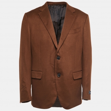 Pre Owned Ermenegildo Zegna Brown Cashmere Single Breasted Jacket XXL