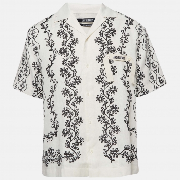 Pre Owned Jacquemus White Floral Print Linen Buttoned Shirt S