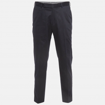 Pre Owned Ermenegildo Zegna Navy Blue Cotton Slim Fit Formal Trousers L