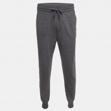 Pre Owned Ermenegildo Zegna Grey Wool Blend Knit Joggers M