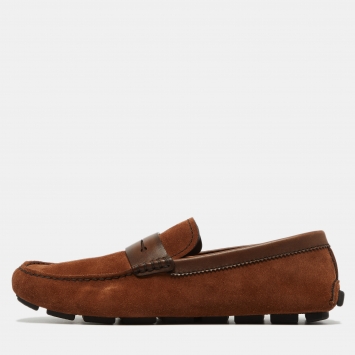 Pre Owned Ermenegildo Zegna Brown Suede Penny Loafers Size 43.5
