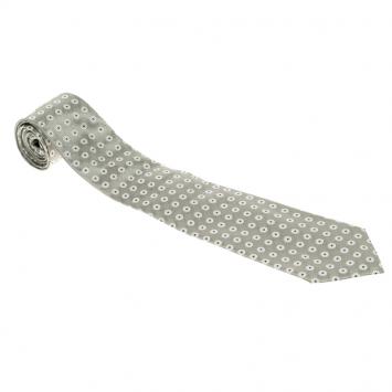 Pre Owned Ermenegildo Zegna Grey Dotted Woven Silk Tie