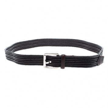 Pre Owned Ermenegildo Zegna Brown Braided Woven Leather Elastic Belt 110 CM