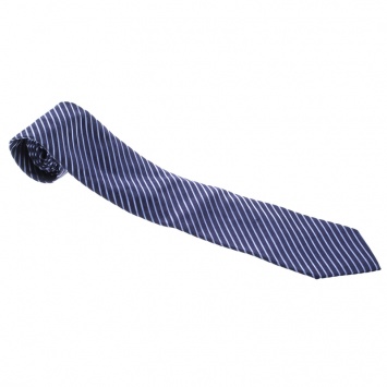 Pre Owned Ermenegildo Zegna Pour Le Secretaire General Navy Blue Diagonal Striped Silk Tie