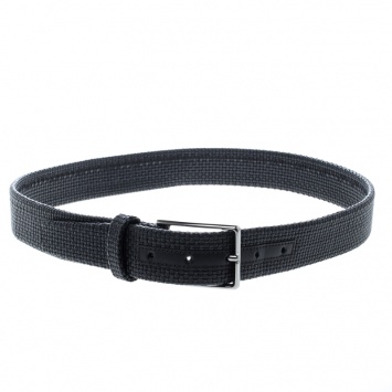 Pre Owned Ermenegildo Zegna Black Woven Leather Elastic Belt 90 CM