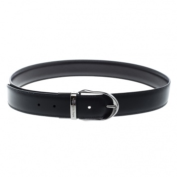 Pre Owned Ermenegildo Zegna Black Leather Belt 90cm
