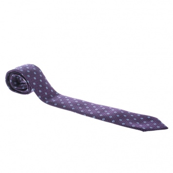 Pre Owned Ermenegildo Zegna Purple and Navy Blue Patterned Silk Jacquard Tie