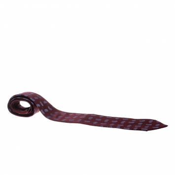 Pre Owned Ermenegildo Zegna Maroon and Blue Paisley Printed Silk Tie