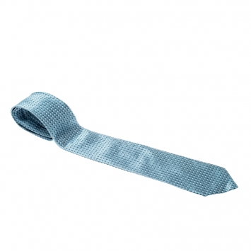 Pre Owned Ermenegildo Zegna Blue Abstract Patterned Silk Jacquard  Tie