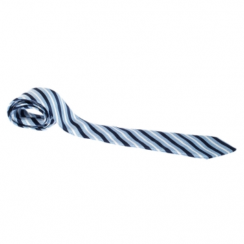 Pre Owned Ermenegildo Zegna Blue Striped Jacquard Silk Tie
