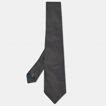 Pre Owned Ermenegildo Zegna Black Jacquard Silk Tie