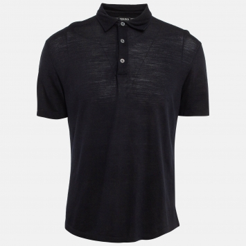 Pre Owned Ermenegildo Zegna Black Pique Jersey Polo T-Shirt XL