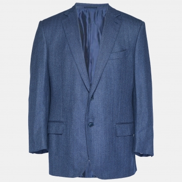 Pre Owned بليزر ايرمنيجيلدو زينيا صوف أزرق غامق 2XL