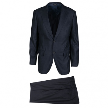 Pre Owned Ermenegildo Zegna Couture Navy Blue Wool and Silk Regular Fit Tailored Suit L