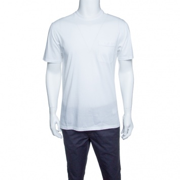 Pre Owned Ermenegildo Zegna White Cotton Short Sleeve Crew Neck T-Shirt M