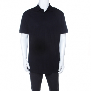 Pre Owned Ermenegildo Zegna Dark Blue Cotton Pique Short Sleeve Polo T Shirt XL