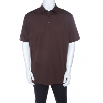 Pre Owned Ermenegildo Zegna Cocoa Brown Cotton Short Sleeve Polo T Shirt XL