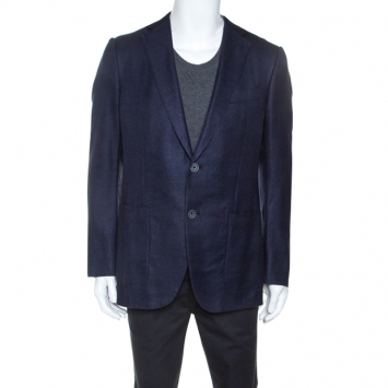 Pre Owned Ermenegildo Zegna Navy Blue Wool Blend Mila Fit Blazer L