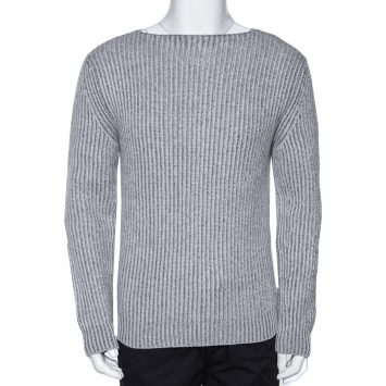 Pre Owned Ermenegildo Zegna Couture Melange Grey Cashmere Knit Sweater S