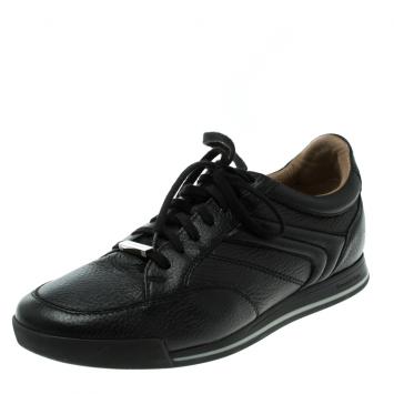 Pre Owned Ermenegildo Zegna Black Leather Lace Up Sneakers Size 42