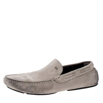Pre Owned Ermenegildo Zegna Grey Suede Driving Loafers Size 41