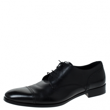 Pre Owned Ermenegildo Zegna Black Leather Oxfords Size 43.5