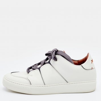 Pre Owned Ermenegildo Zegna Off White Leather Tiziano Sneakers Size 42