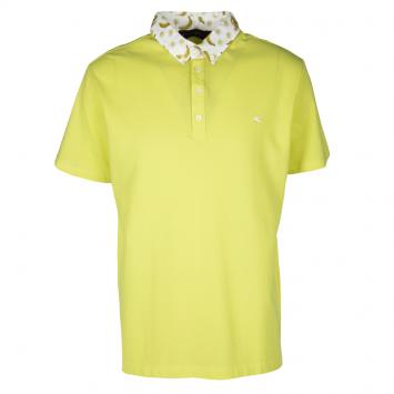 Pre Owned Etro Yellow Printed Collar Polo T- Shirt 3XL