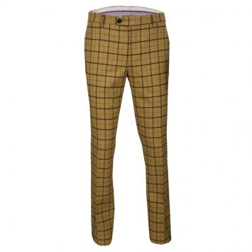 مملوكة مسبقًا Etro Mustard Checked Wool Panama Slim Fit Trousers L